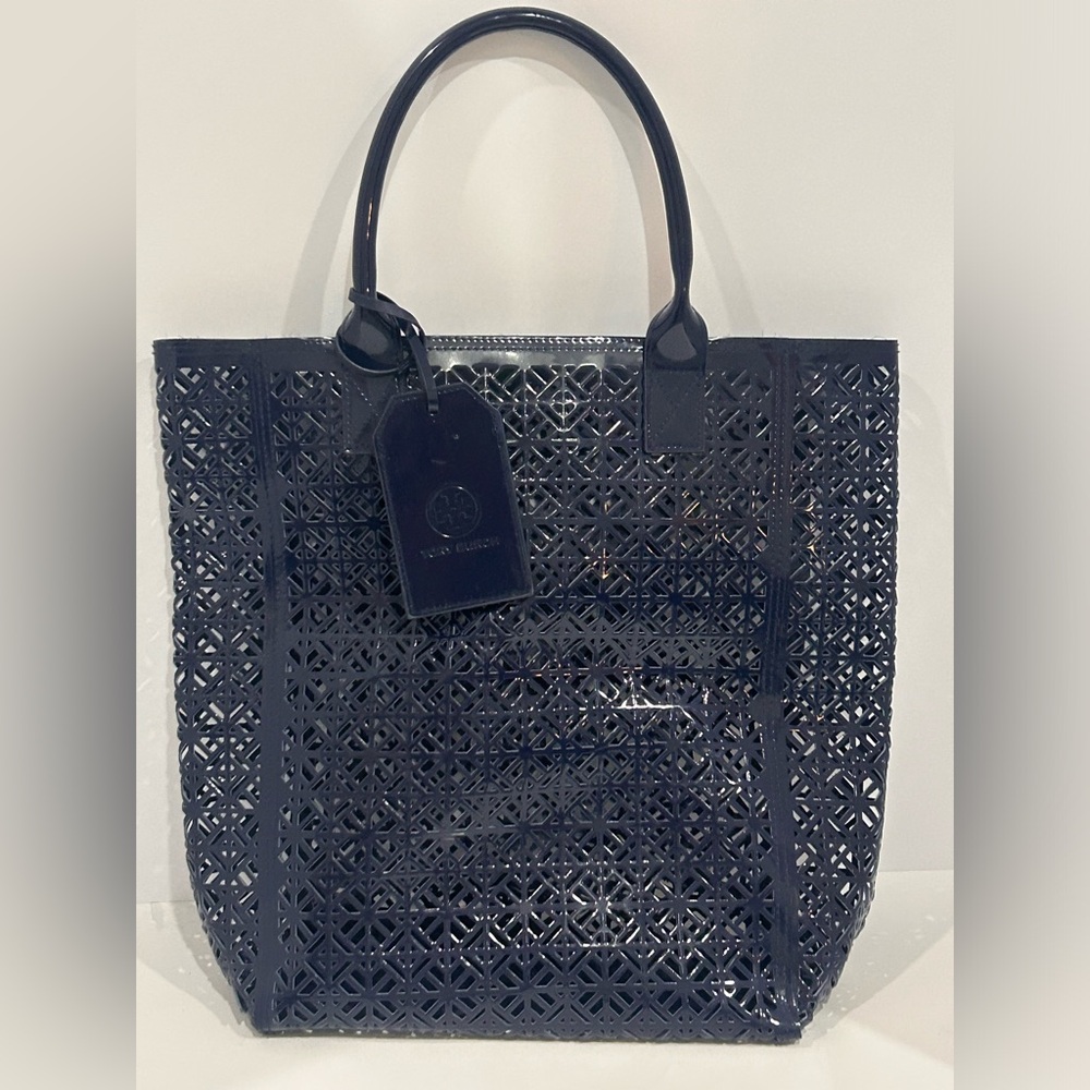Tory Burch Navy Laser Cut Tote